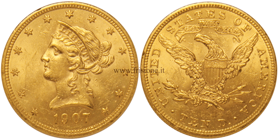 10 Dollari oro 1907 USA