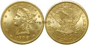 USA - 10 Dollari 1906 D - Liberty