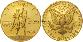USA - 10 Dollari oro 1984 - Olimpiadi