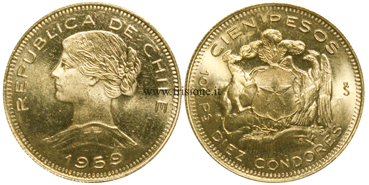 Cile - 100 Pesos oro 1959 - Cileno