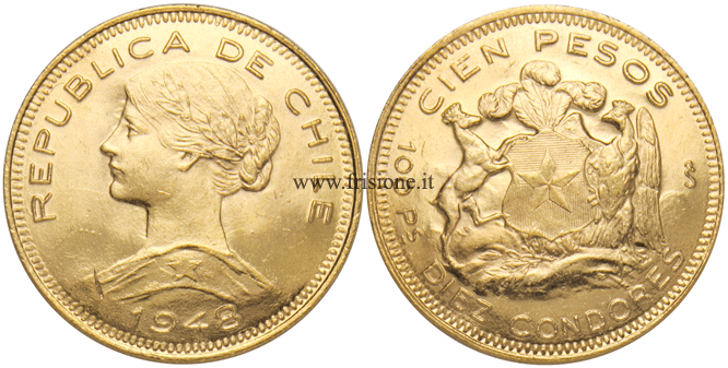 Cile - 100 Pesos oro 1948 - Cileno